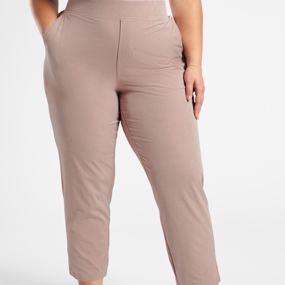 Athleta Brooklyn Textured Ankle Pant Grain Camo Mocha Latte - Picture 3 of 7